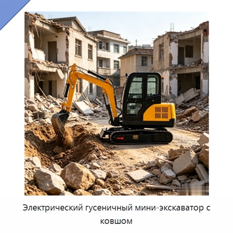 Электрический гусеничный мини-экскаватор с ковшом