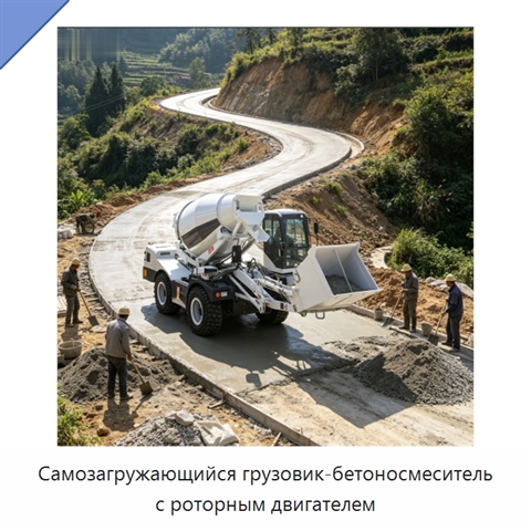 Самозагружающийся грузовик-бетоносмеситель с роторным двигателем