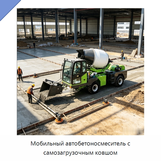 Мобильный автобетоносмеситель с самозагрузочным ковшом — Оборудование для работы с бетоном