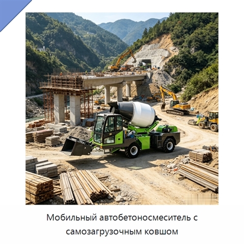 Мобильный автобетоносмеситель с самозагрузочным ковшом