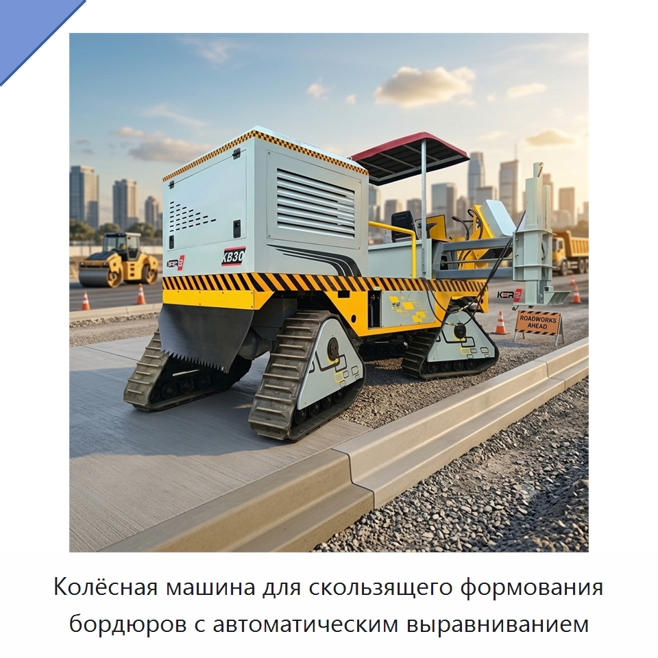 Колёсная машина для скользящего формования бордюров с автоматическим выравниванием — Дорожная техника