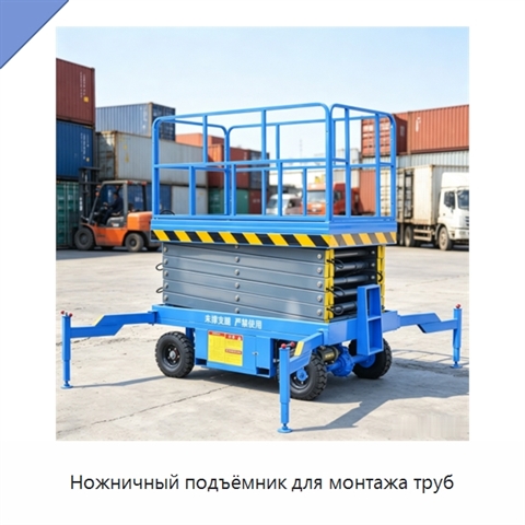 Ножничный подъёмник для монтажа труб