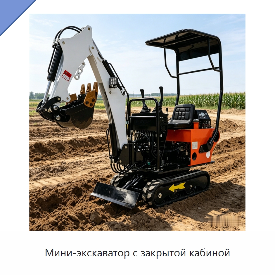 Мини-экскаватор с закрытой кабиной — Землеройная техника