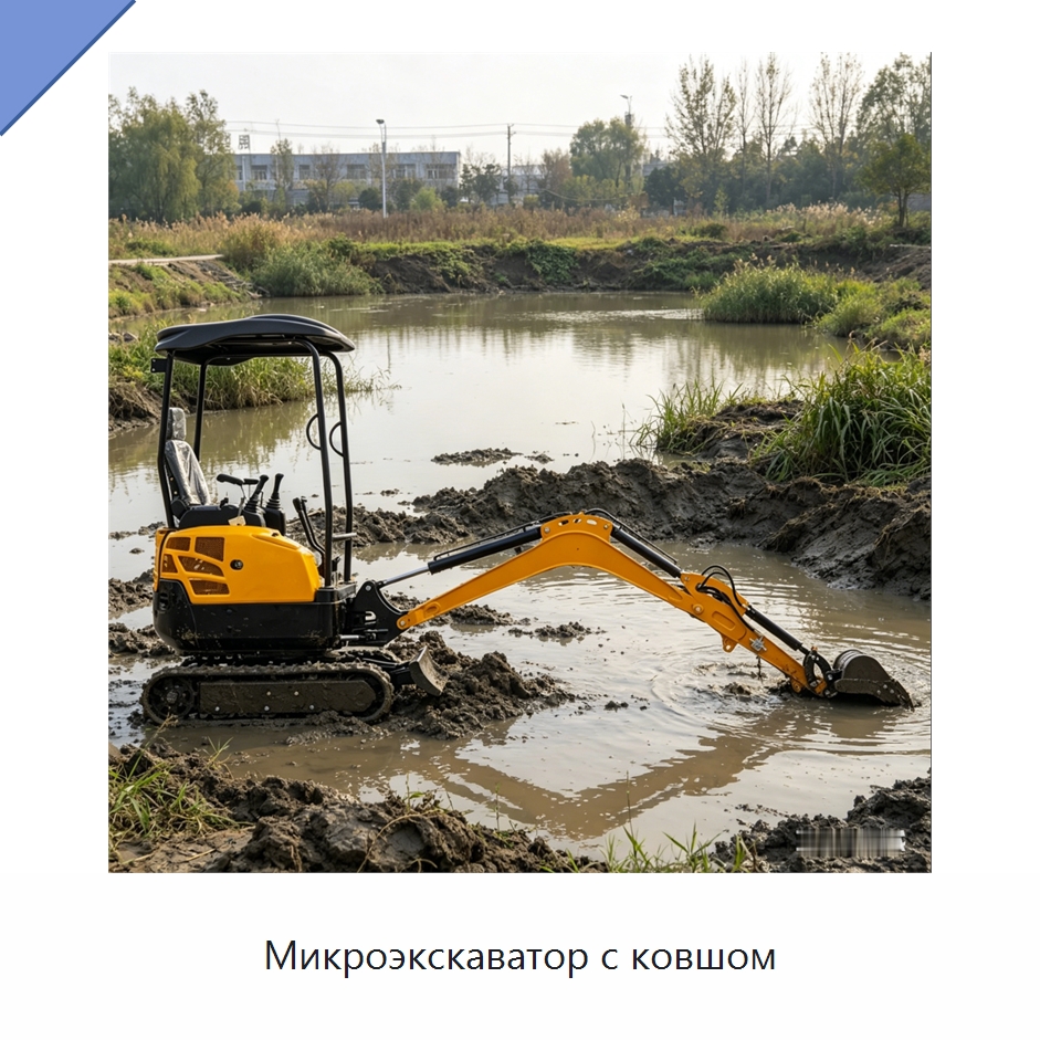 Микроэкскаватор с ковшом — Землеройная техника