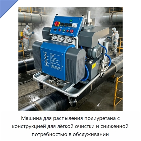 Машина для распыления полиуретана с конструкцией для лёгкой очистки и сниженной потребностью в обслуживании