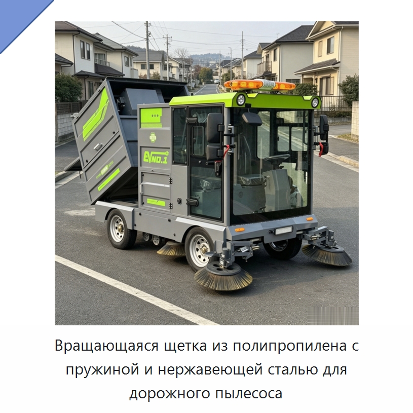 Вращающаяся щетка из полипропилена с пружиной и нержавеющей сталью для дорожного пылесоса — Коммунальная техника