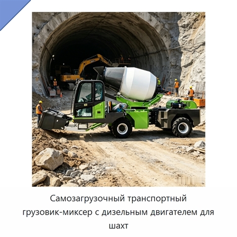 Самозагрузочный транспортный грузовик-миксер с дизельным двигателем для шахт