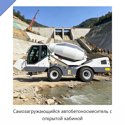 Самозагружающийся автобетоносмеситель с открытой кабиной