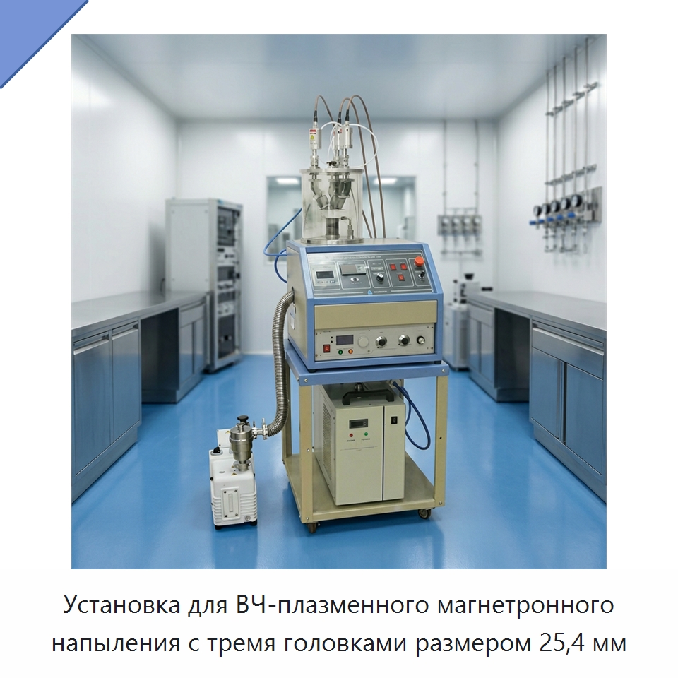 Установка для ВЧ-плазменного магнетронного напыления с тремя головками размером 25,4 мм — Специальные лабораторные принадлежности