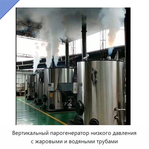 Вертикальный парогенератор низкого давления с жаровыми и водяными трубами