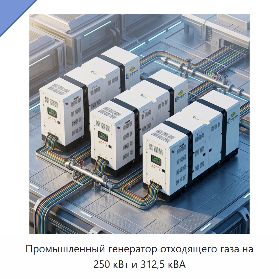 Промышленный генератор отходящего газа на 250 кВт и 312,5 кВА — Газотурбинные генераторы