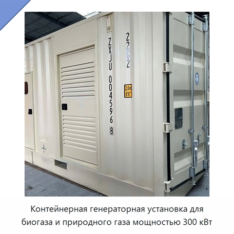 Контейнерная генераторная установка для биогаза и природного газа мощностью 300 кВт