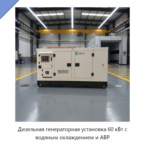 Дизельная генераторная установка 60 кВт с водяным охлаждением и АВР