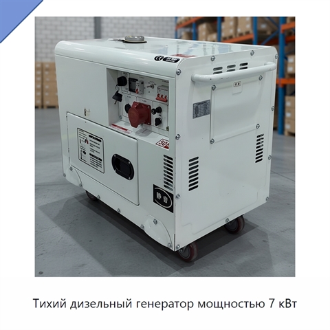 Тихий дизельный генератор мощностью 7 кВт