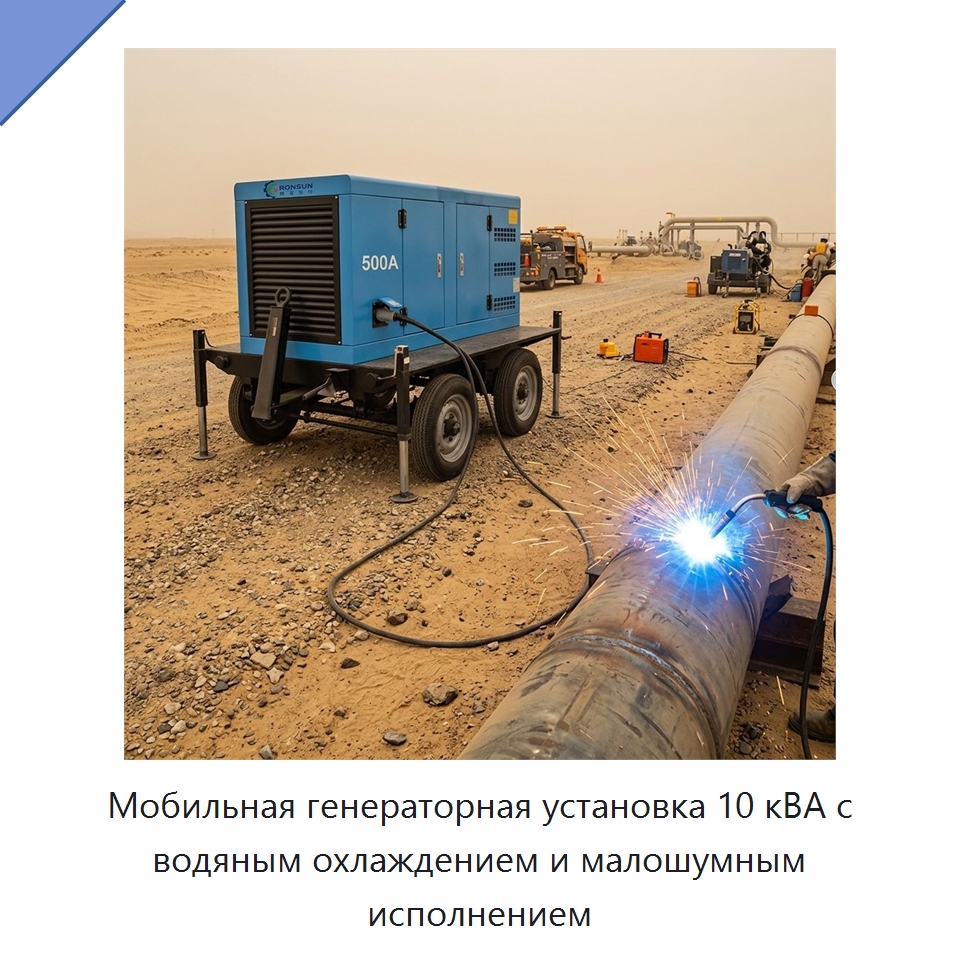 Мобильная генераторная установка 10 кВА с водяным охлаждением и малошумным исполнением — Дизельные генераторы