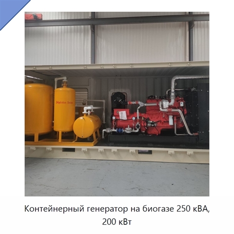 Контейнерный генератор на биогазе 250 кВА, 200 кВт