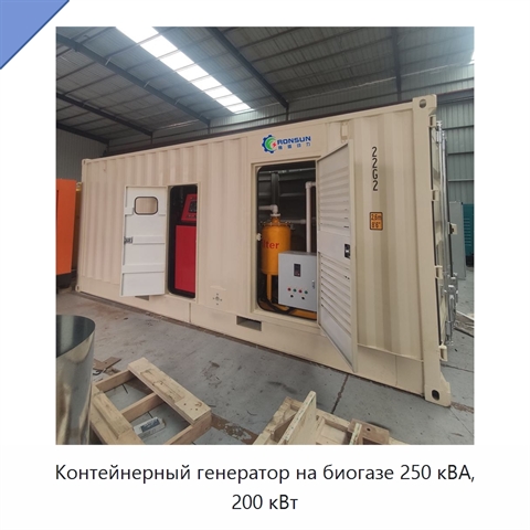 Контейнерный генератор на биогазе 250 кВА, 200 кВт