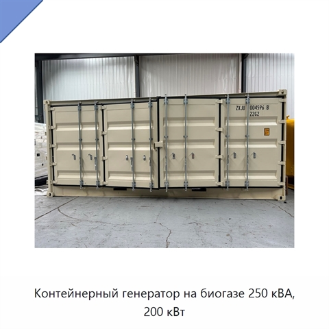 Контейнерный генератор на биогазе 250 кВА, 200 кВт