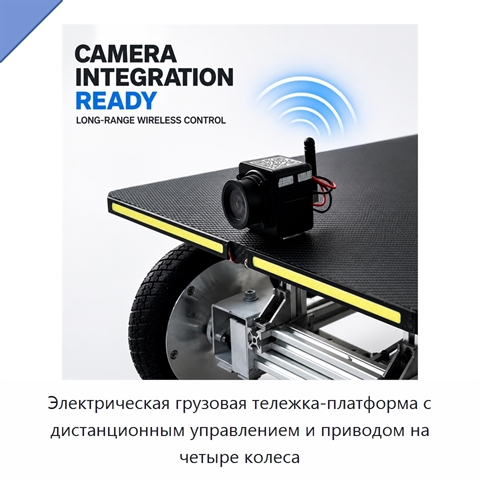 Электрическая грузовая тележка-платформа с дистанционным управлением и приводом на четыре колеса