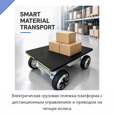 Электрическая грузовая тележка-платформа с дистанционным управлением и приводом на четыре колеса