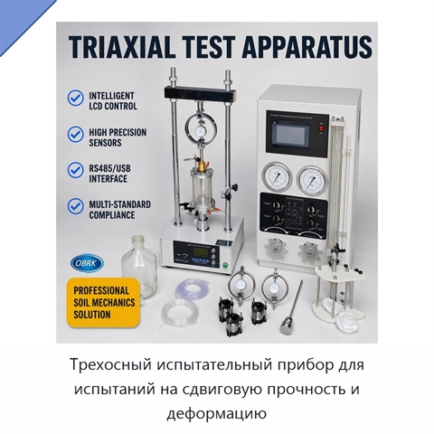 Трехосный испытательный прибор для испытаний на сдвиговую прочность и деформацию