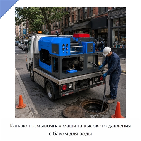 Каналопромывочная машина высокого давления с баком для воды