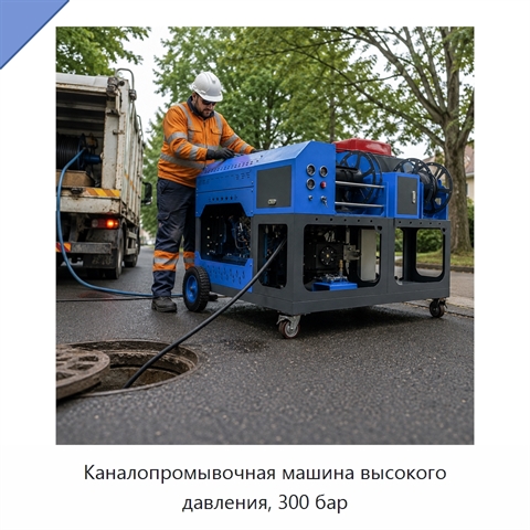 Каналопромывочная машина высокого давления, 300 бар