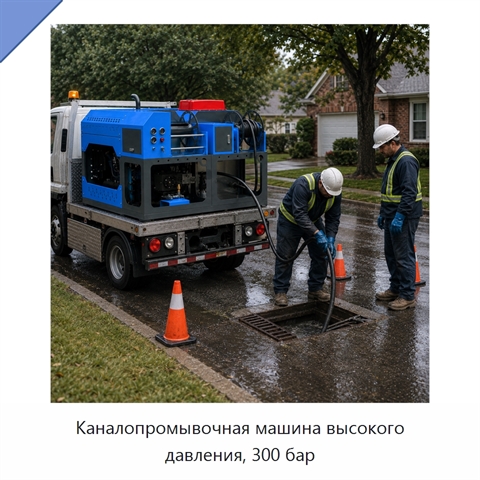 Каналопромывочная машина высокого давления, 300 бар