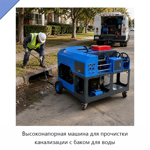 Высоконапорная машина для прочистки канализации с баком для воды