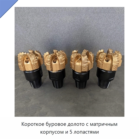 Короткое буровое долото с матричным корпусом и 5 лопастями