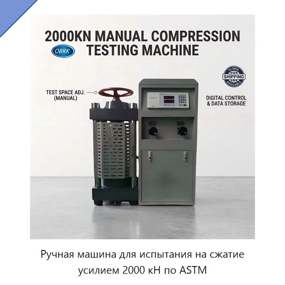Ручная машина для испытания на сжатие усилием 2000 кН по ASTM — Испытательное оборудование