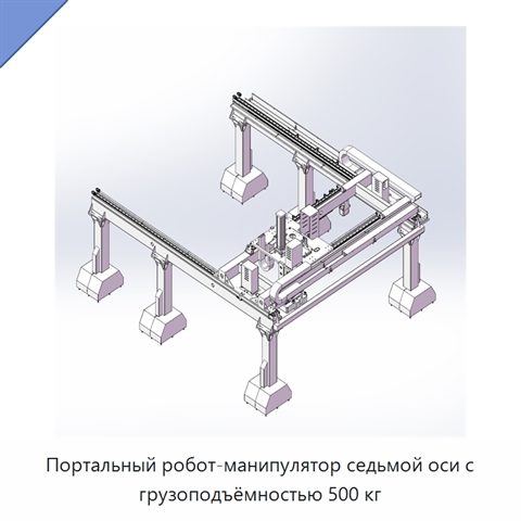 Портальный робот-манипулятор седьмой оси с грузоподъёмностью 500 кг