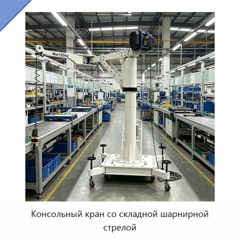 Консольный кран со складной шарнирной стрелой