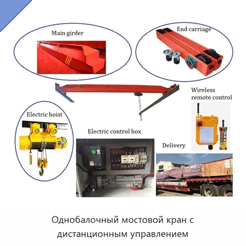 Однобалочный мостовой кран с дистанционным управлением