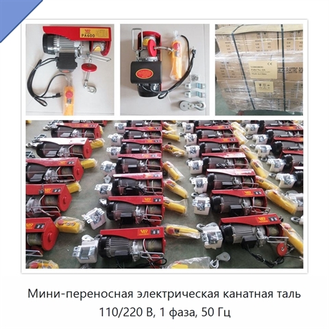 Мини-переносная электрическая канатная таль 110/220 В, 1 фаза, 50 Гц