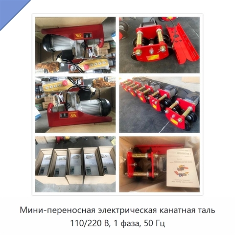 Мини-переносная электрическая канатная таль 110/220 В, 1 фаза, 50 Гц