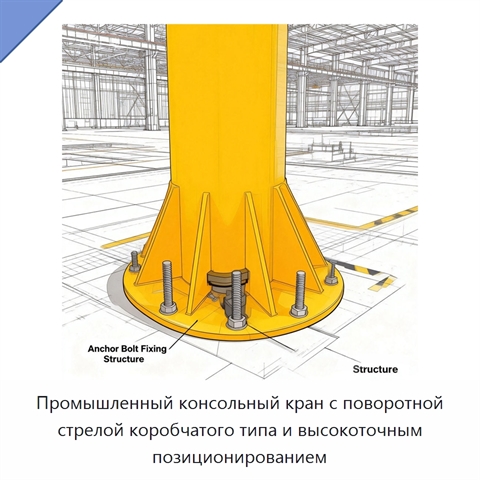 Промышленный консольный кран с поворотной стрелой коробчатого типа и высокоточным позиционированием