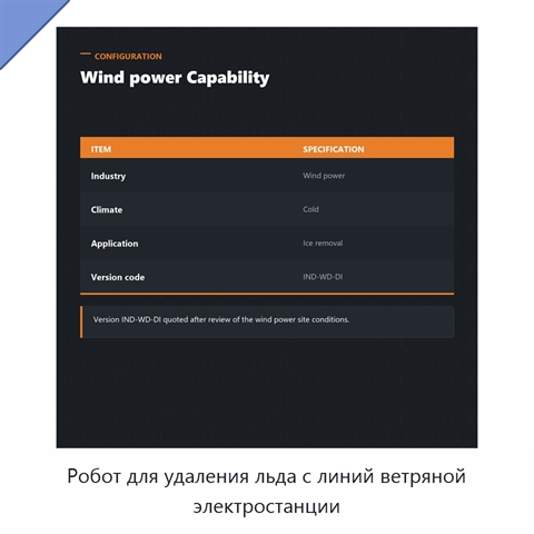 Робот для удаления льда с линий ветряной электростанции
