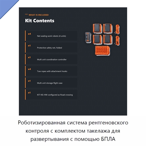Роботизированная система рентгеновского контроля с комплектом такелажа для развертывания с помощью БПЛА