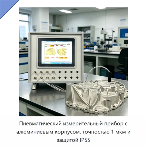 Пневматический измерительный прибор с алюминиевым корпусом, точностью 1 мкм и защитой IP55