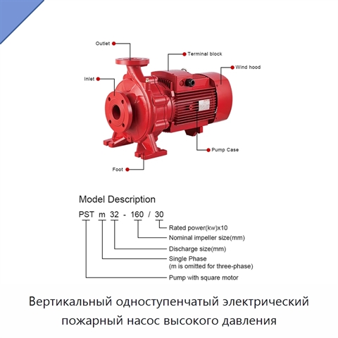 Вертикальный одноступенчатый электрический пожарный насос высокого давления