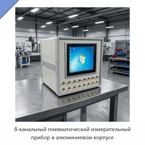 8-канальный пневматический измерительный прибор в алюминиевом корпусе
