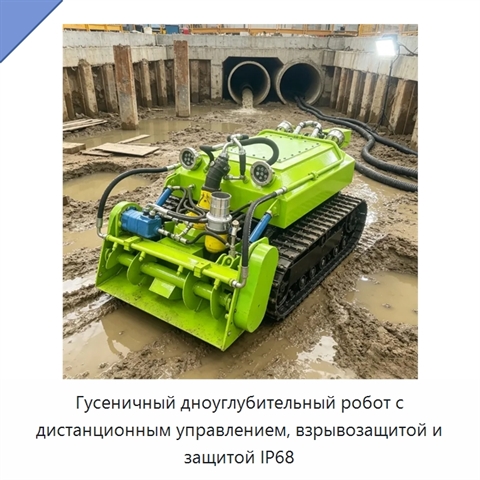 Гусеничный дноуглубительный робот с дистанционным управлением, взрывозащитой и защитой IP68