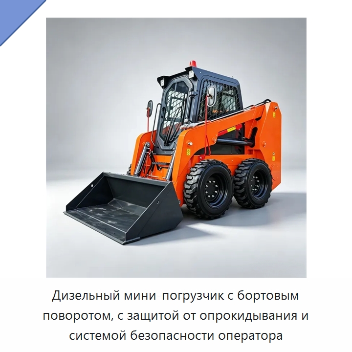 Дизельный мини-погрузчик с бортовым поворотом, с защитой от опрокидывания и системой безопасности оператора — Землеройная техника