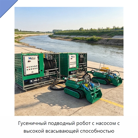 Гусеничный подводный робот с насосом с высокой всасывающей способностью
