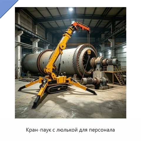 Кран-паук с люлькой для персонала
