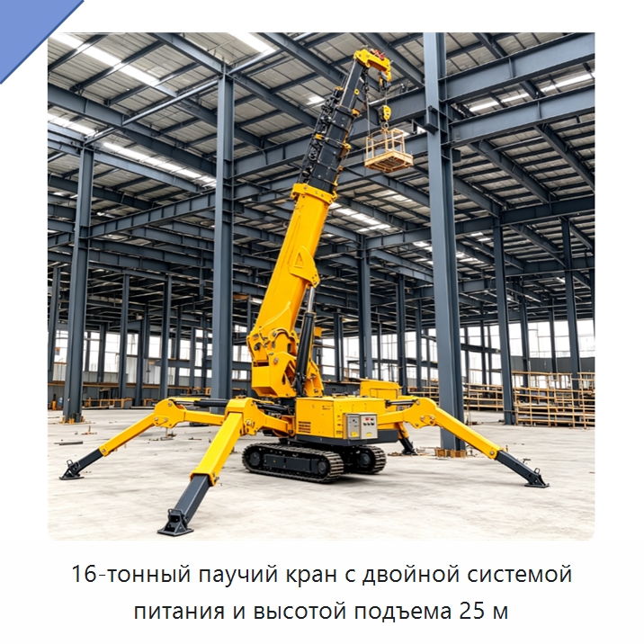 16-тонный паучий кран с двойной системой питания и высотой подъема 25 м — Краны