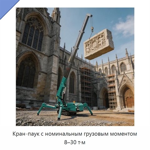 Кран-паук с номинальным грузовым моментом 8–30 т·м