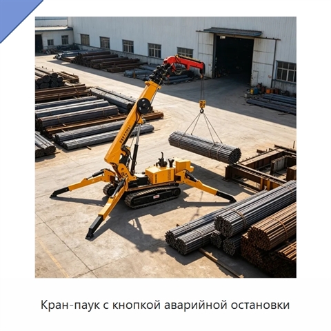 Кран-паук с кнопкой аварийной остановки