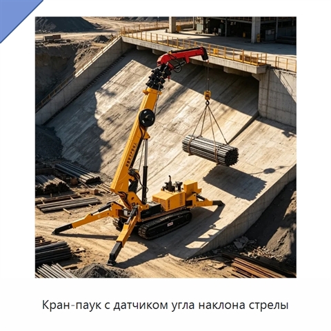 Кран-паук с датчиком угла наклона стрелы